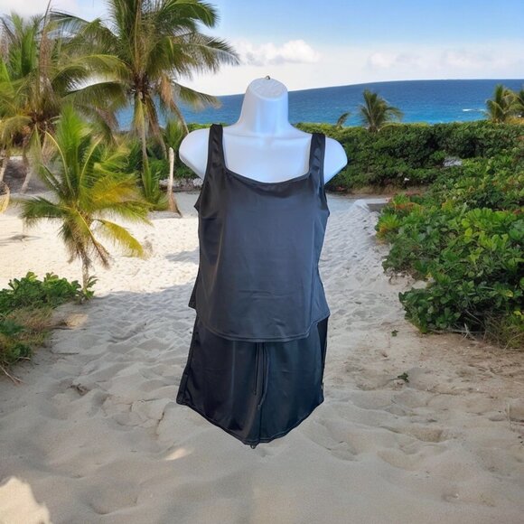 Blair Womens Size 8 Black Tank Top Shorts Bathing Suit Lounge Set Beach Coastal - Picture 1 of 10